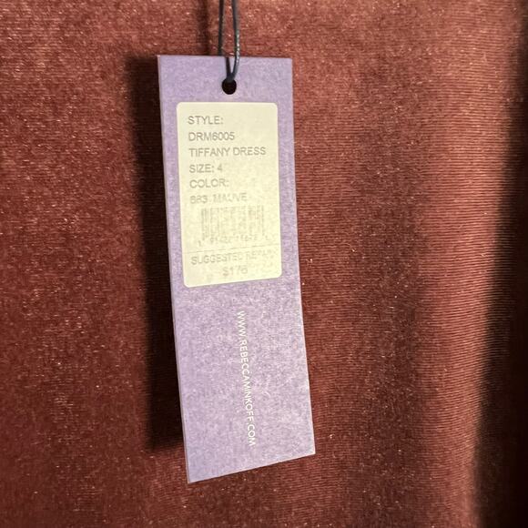 Rebecca Minkoff Tiffany Mauve Velvet Ruffle Hem Sleeveless Sheath Dress Size 4 - Picture 4 of 11